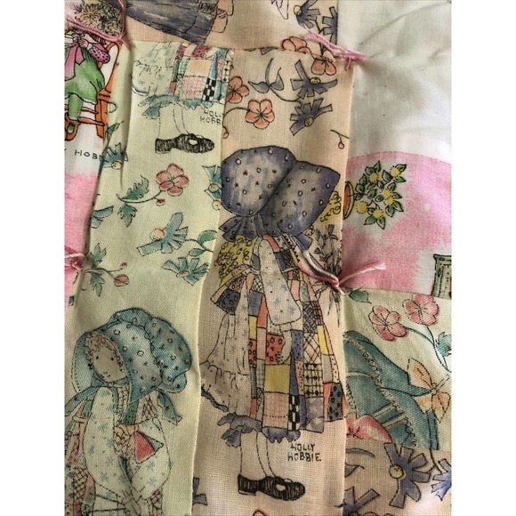 Quilt Handmade Holly Hobbie Theme Pink 38 x 38 Crib or Throw Lap - Picture 4 of 12